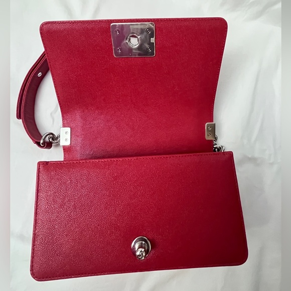 Chanel Small Boy Bag in Red Leather Silver Hardware - Picture 3 of 16